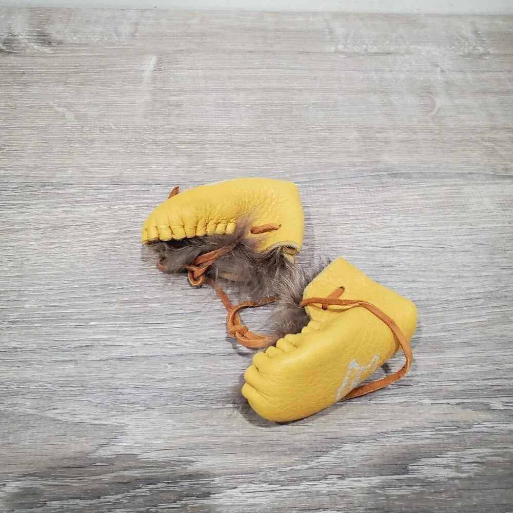 Newborn Baby Yellow Leather Rabbit Hair Moccasins Outdoor Minnesota Shoes